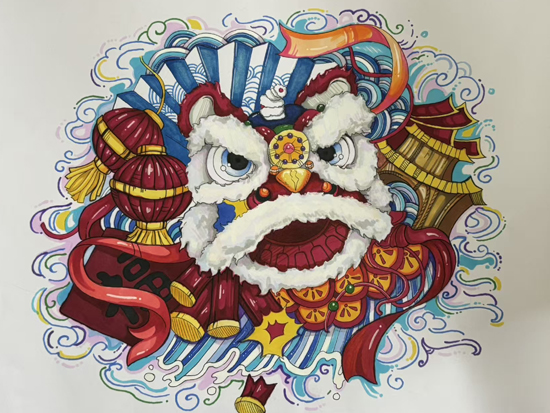 《彩韻舞獅圖》柴明雪23動漫制作技術1班.jpg
